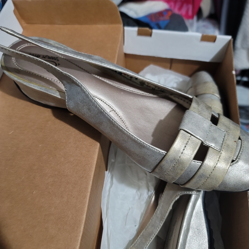 Chic Silver Women's Slingback Flats